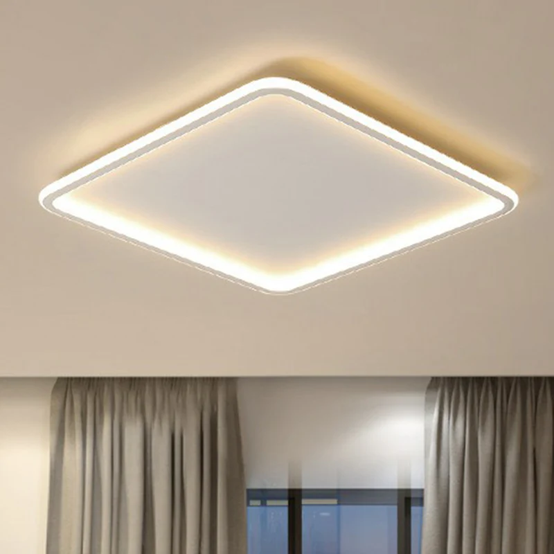 Extradünne LED-Unterputz-Deckenleuchte aus Aluminium für Schlafzimmer Weiß Clearhalo