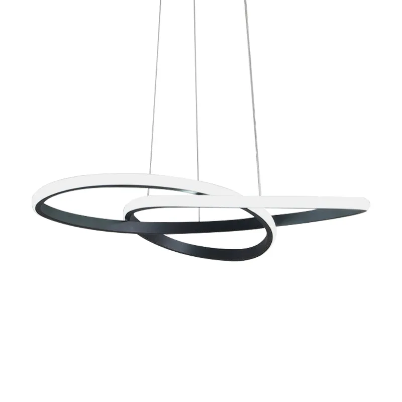 Gedrehter Kronleuchter, moderne hängende Deckenleuchte aus Acryl Schwarz mit warmem/weißem Licht Clearhalo