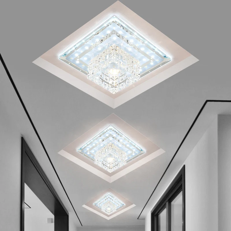 Geometrische Foyer-Deckenleuchte, facettierte Kristall-LED-Einfachheit, Unterputzmontage Chrom Clearhalo