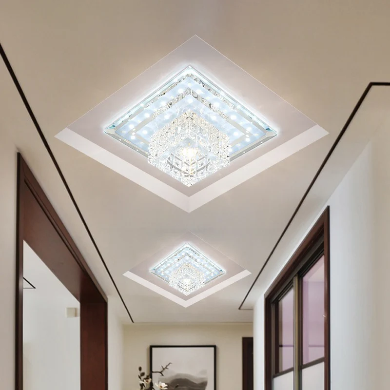 Geometrische Foyer-Deckenleuchte, facettierte Kristall-LED-Einfachheit, Unterputzmontage Chrom Clearhalo