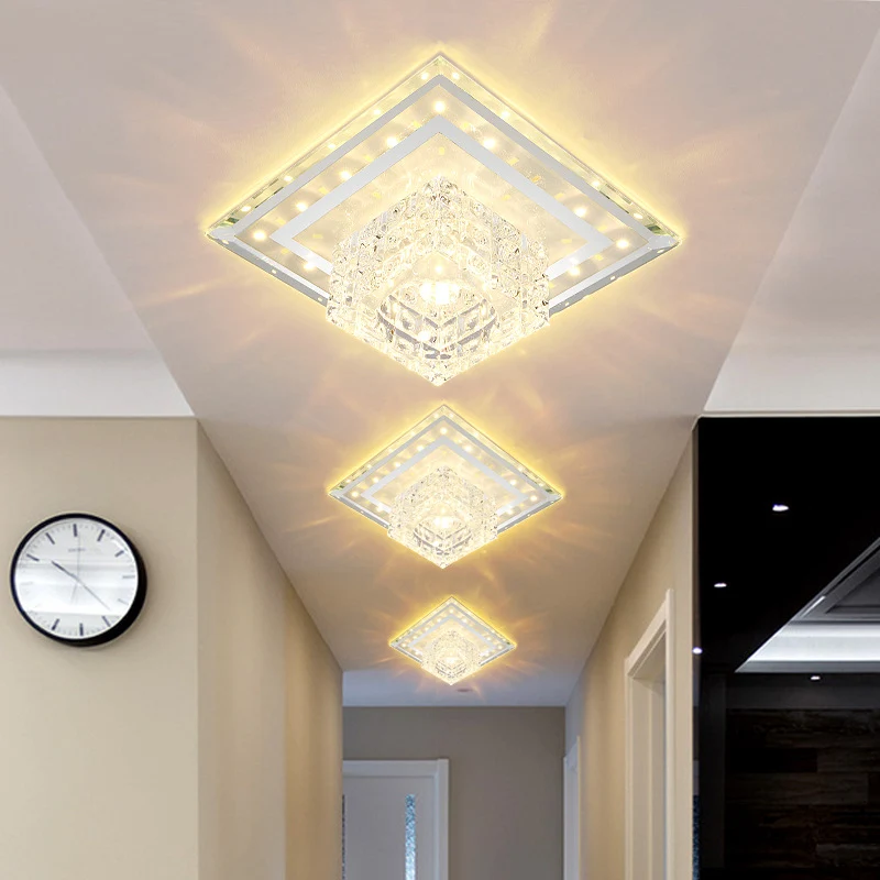 Geometrische Foyer-Deckenleuchte, facettierte Kristall-LED-Einfachheit, Unterputzmontage Chrom Clearhalo