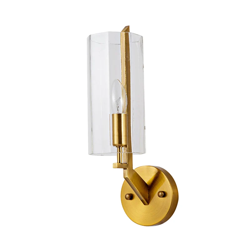 1/2 Glühbirnen Röhrenleuchte Tradition Klarglas Wandleuchte Gold für Nachttisch Clearhalo