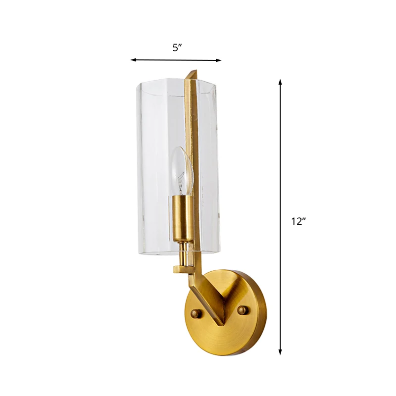 1/2 Glühbirnen Röhrenleuchte Tradition Klarglas Wandleuchte Gold für Nachttisch Clearhalo