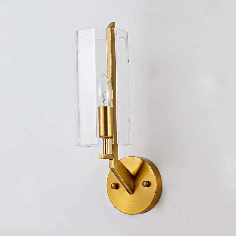 1/2 Glühbirnen Röhrenleuchte Tradition Klarglas Wandleuchte Gold für Nachttisch Clearhalo