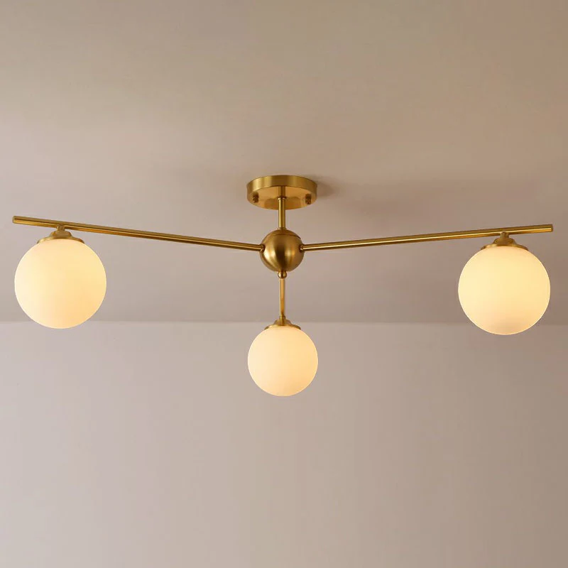 Globus-Deckeneinbauleuchte Simplicity Milchglas, 3-flammige halbbündige Deckenleuchte Antikgold Clearhalo