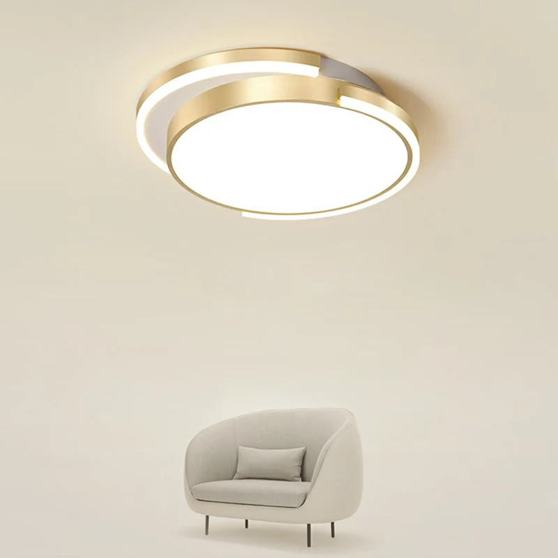 Goldene runde LED-Unterputzleuchte, einfache Acryl-Deckenbeleuchtung für Schlafzimmer Clearhalo