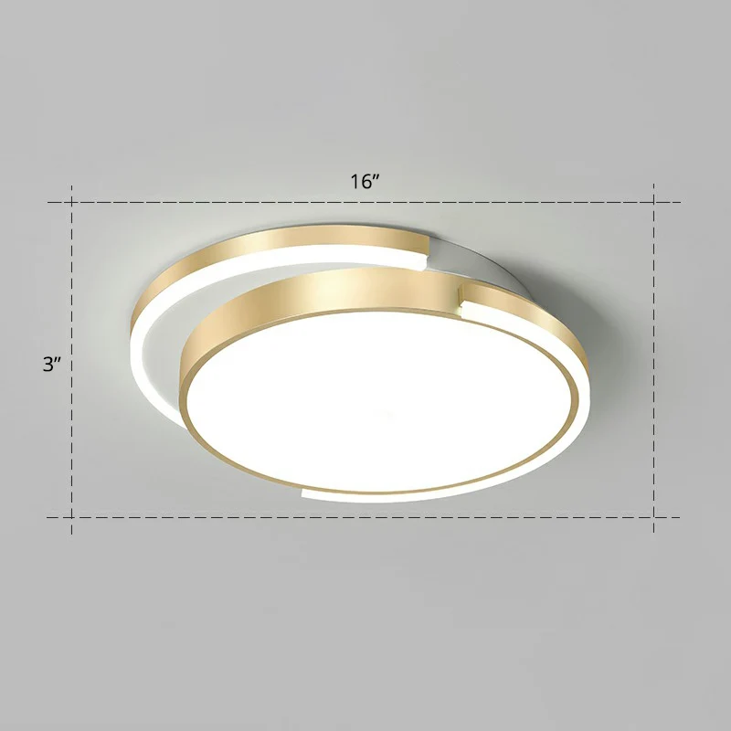 Goldene runde LED-Unterputzleuchte, einfache Acryl-Deckenbeleuchtung für Schlafzimmer Clearhalo