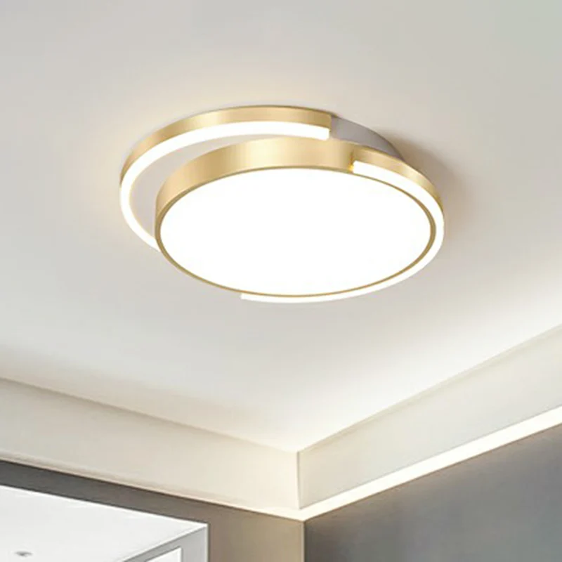 Goldene runde LED-Unterputzleuchte, einfache Acryl-Deckenbeleuchtung für Schlafzimmer Clearhalo
