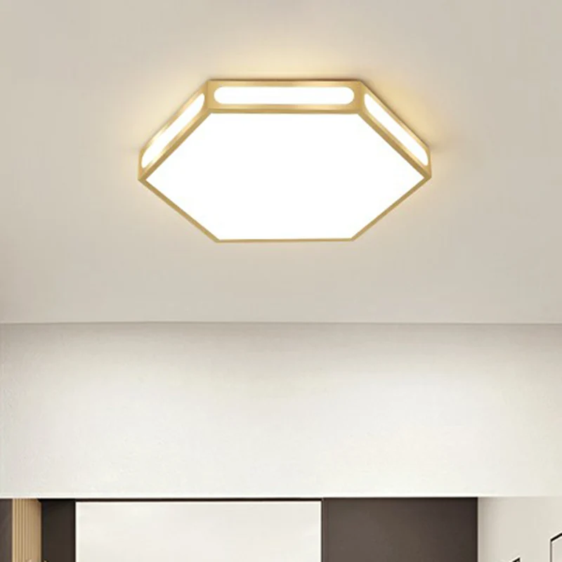 Goldene sechseckige LED-Unterputzleuchte für moderne Acryl-Deckenleuchte für Schlafzimmer Clearhalo