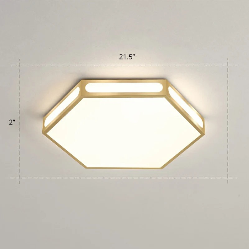 Goldene sechseckige LED-Unterputzleuchte für moderne Acryl-Deckenleuchte für Schlafzimmer Clearhalo