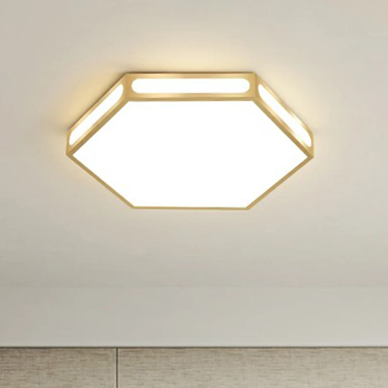 Goldene sechseckige LED-Unterputzleuchte für moderne Acryl-Deckenleuchte für Schlafzimmer Clearhalo
