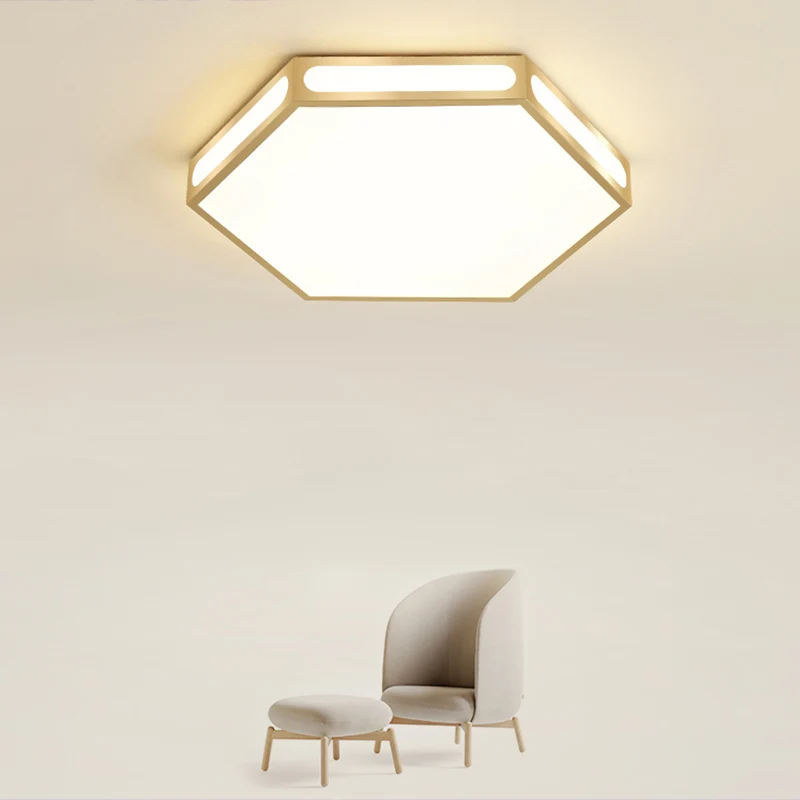 Goldene sechseckige LED-Unterputzleuchte für moderne Acryl-Deckenleuchte für Schlafzimmer Clearhalo