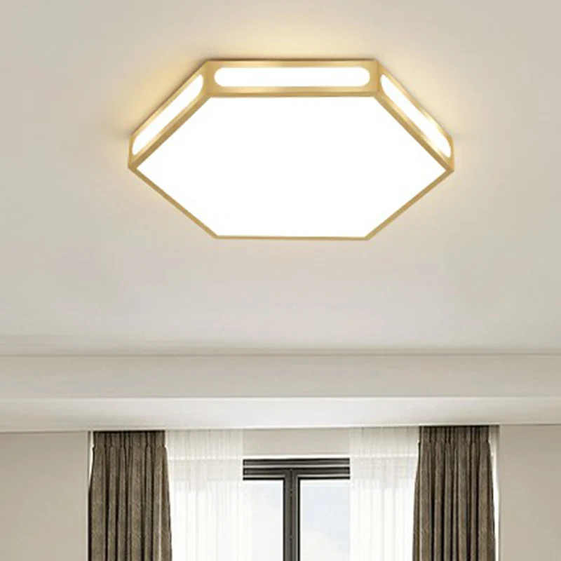 Goldene sechseckige LED-Unterputzleuchte für moderne Acryl-Deckenleuchte für Schlafzimmer Clearhalo