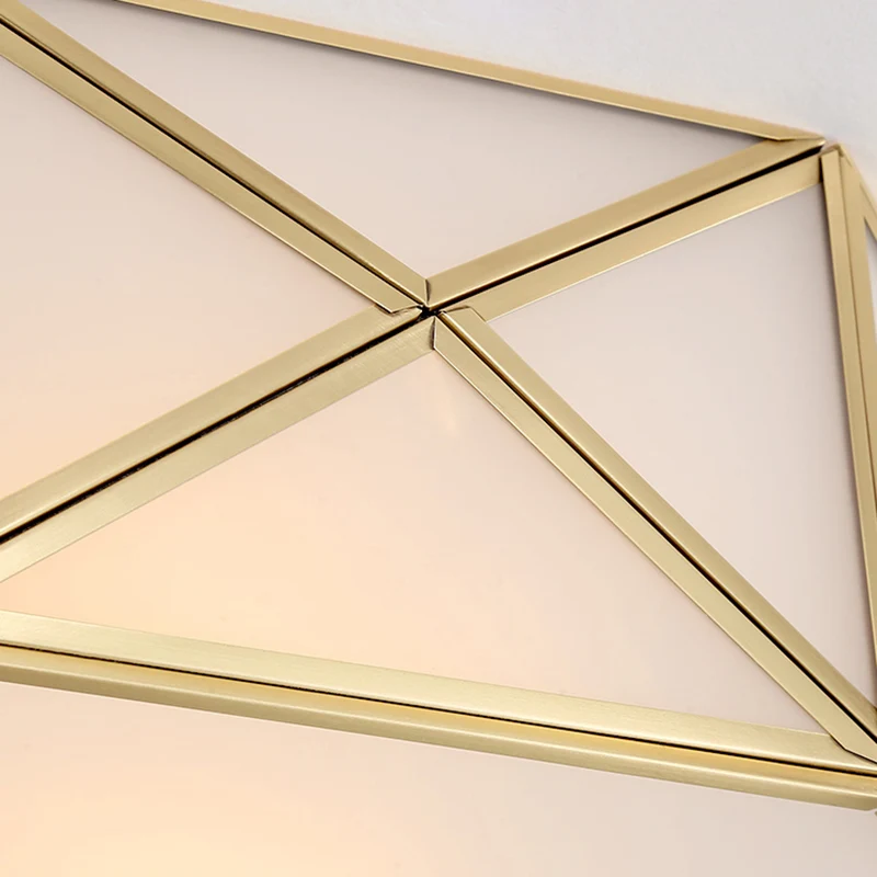 Gold-Finish, bündige Deckenleuchte, Minimalismus, weißes Glas, geometrische Unterputzbeleuchtung Clearhalo