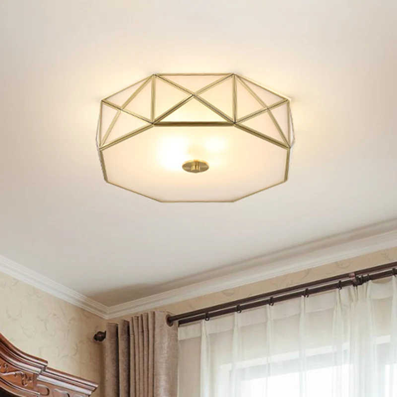 Gold-Finish, bündige Deckenleuchte, Minimalismus, weißes Glas, geometrische Unterputzbeleuchtung Clearhalo