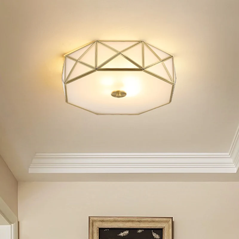 Gold-Finish, bündige Deckenleuchte, Minimalismus, weißes Glas, geometrische Unterputzbeleuchtung Clearhalo