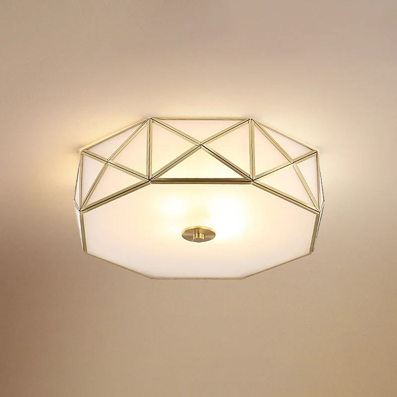 Gold-Finish, bündige Deckenleuchte, Minimalismus, weißes Glas, geometrische Unterputzbeleuchtung Clearhalo