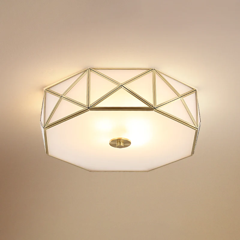 Gold-Finish, bündige Deckenleuchte, Minimalismus, weißes Glas, geometrische Unterputzbeleuchtung Clearhalo