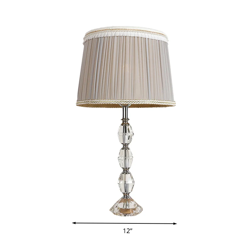 Graue Tischlampe mit 1 Licht, Traditionalismus, abgeschrägte Kristalltrommel, Nachttischleuchte für Wohnzimmer Clearhalo