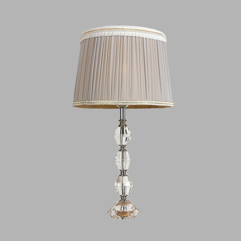 Graue Tischlampe mit 1 Licht, Traditionalismus, abgeschrägte Kristalltrommel, Nachttischleuchte für Wohnzimmer Clearhalo