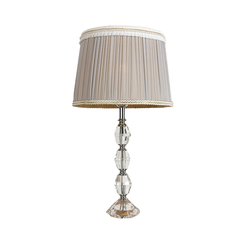 Graue Tischlampe mit 1 Licht, Traditionalismus, abgeschrägte Kristalltrommel, Nachttischleuchte für Wohnzimmer Clearhalo