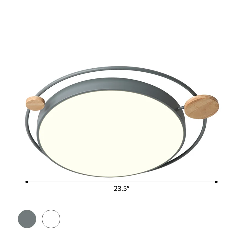 Grau/weiße Planet-Unterputzleuchte, einfacher Stil, LED-Metallic-Beleuchtung Deckennähe, 19,5"/23,5" Breite Clearhalo