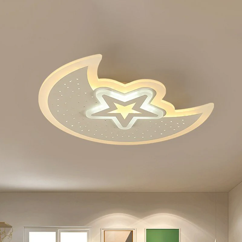 Halbmond- und Stern-Deckenleuchte, moderne, weiße LED-Einbauleuchte aus Acryl Clearhalo