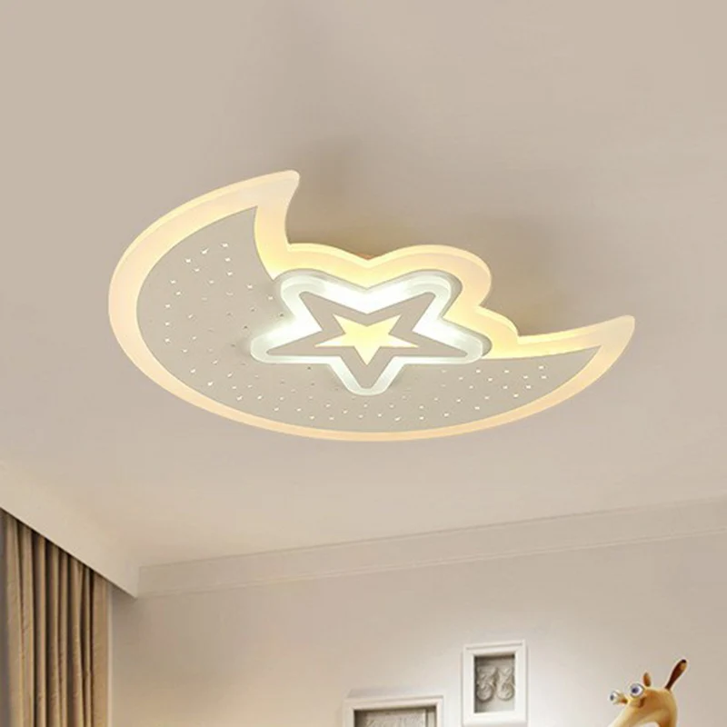 Halbmond- und Stern-Deckenleuchte, moderne, weiße LED-Einbauleuchte aus Acryl Clearhalo