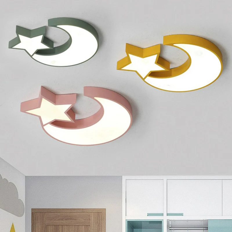 Halbmond- und Stern-LED-Unterputzbeleuchtung im nordischen Stil, Acryl-Wohnzimmer-Unterputz-Deckenleuchte Clearhalo