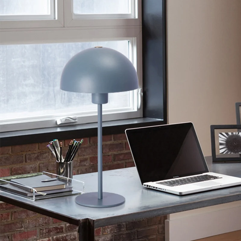 1 Head Study Task Lighting Mocaron Blue Kleine Schreibtischlampe mit Halbkugel-Metallschirm Clearhalo