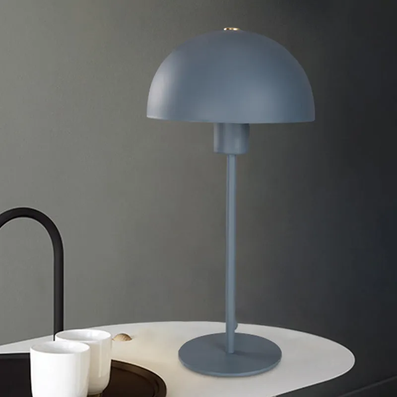 1 Head Study Task Lighting Mocaron Blue Kleine Schreibtischlampe mit Halbkugel-Metallschirm Clearhalo