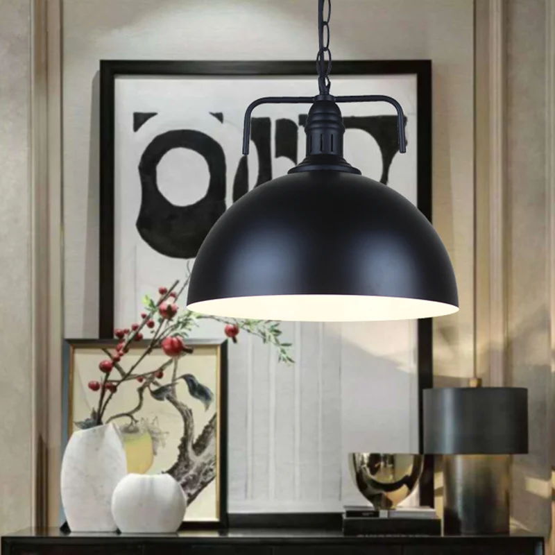Hängeleuchte im Vintage-Stil, Coffee-Shop-Hängelampe mit drehbarem Metallschirm Schwarz Clearhalo