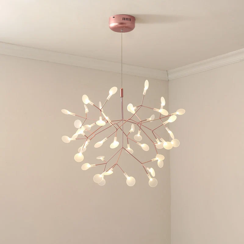 Hängende Pendelleuchte mit Baumzweigen aus Acryl, einfacher LED-Deckenleuchter Roségold Clearhalo