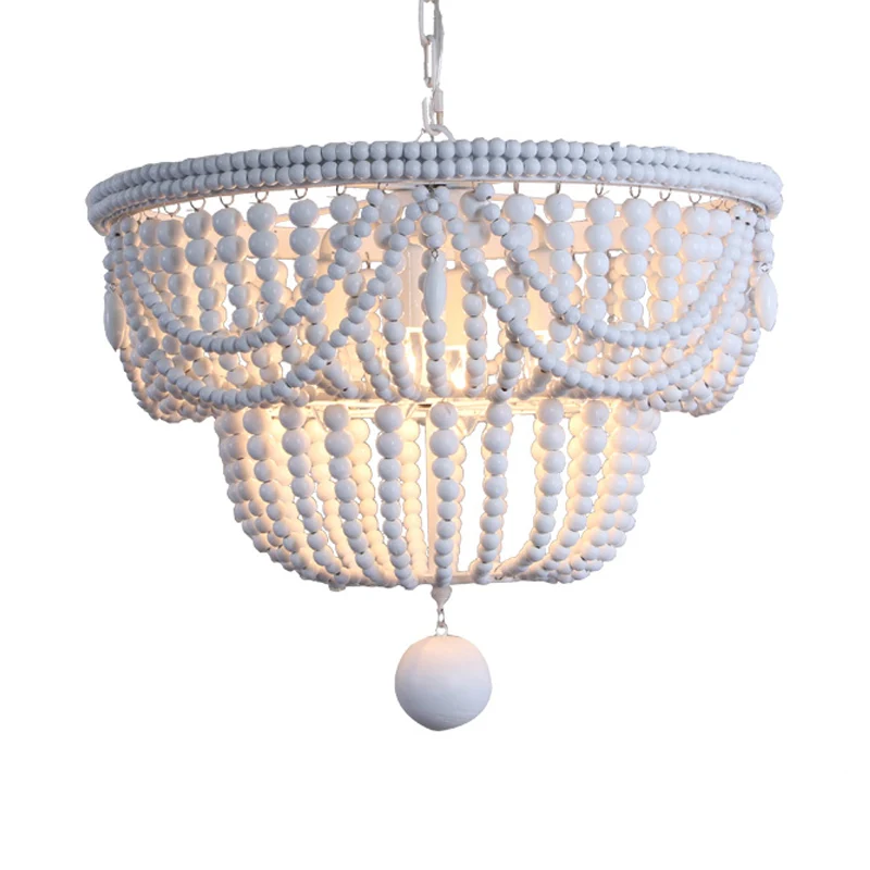 Holzgeschichtete Kronleuchterlampe Minimalismus 4 Köpfe weiße Hängeleuchte mit Global Drop Clearhalo