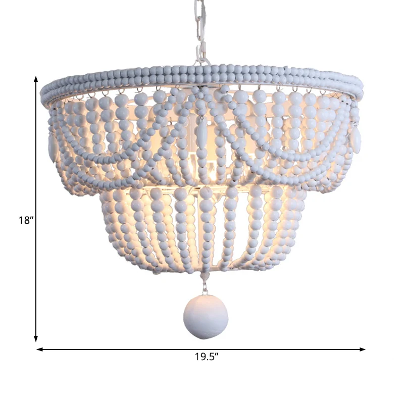 Holzgeschichtete Kronleuchterlampe Minimalismus 4 Köpfe weiße Hängeleuchte mit Global Drop Clearhalo