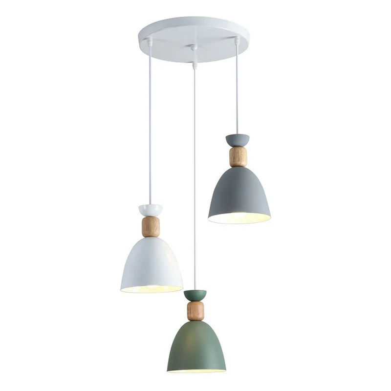 Inverted Cup Metallic Multi Deckenleuchte Macaron 3 Köpfe weiße Hängebeleuchtung Clearhalo