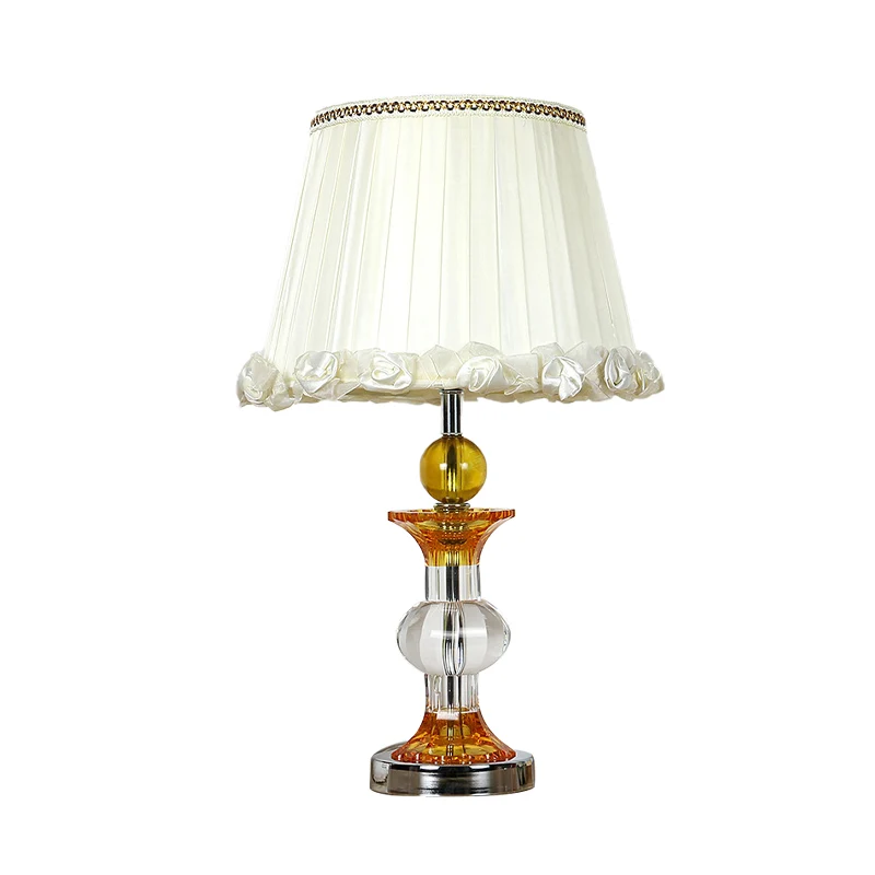 Kegel-Wohnzimmer-Nachttischleuchte, rustikale Kristall-Einzelbirne, weiße Nachttischlampe Clearhalo