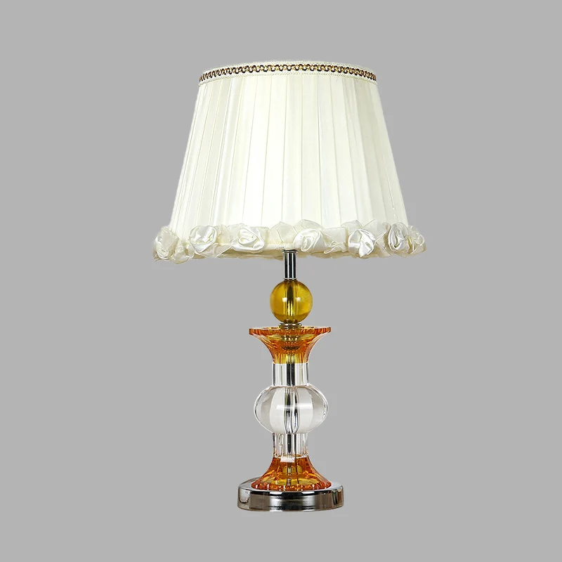 Kegel-Wohnzimmer-Nachttischleuchte, rustikale Kristall-Einzelbirne, weiße Nachttischlampe Clearhalo