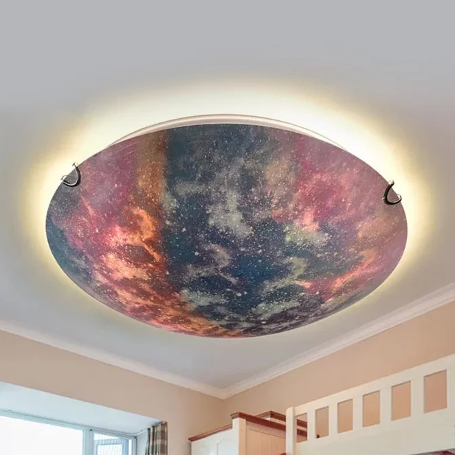 Kindergarten Universe Unterputzleuchte aus Glas, romantische, mehrfarbige Deckenleuchte Clearhalo