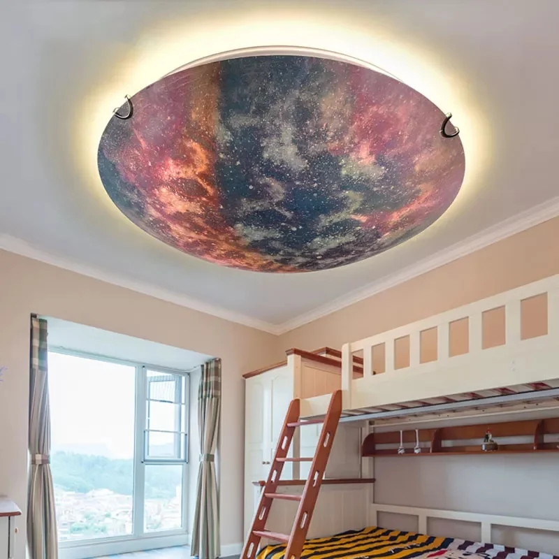 Kindergarten Universe Unterputzleuchte aus Glas, romantische, mehrfarbige Deckenleuchte Clearhalo