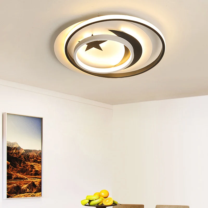 Kinder-Ring-LED-Unterputzleuchte mit Sternsichel-Acryl-Deckenleuchte Weiß für Balkon Clearhalo