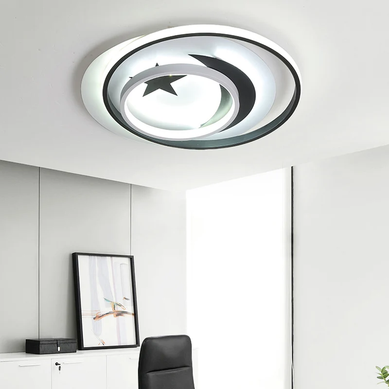 Kinder-Ring-LED-Unterputzleuchte mit Sternsichel-Acryl-Deckenleuchte Weiß für Balkon Clearhalo