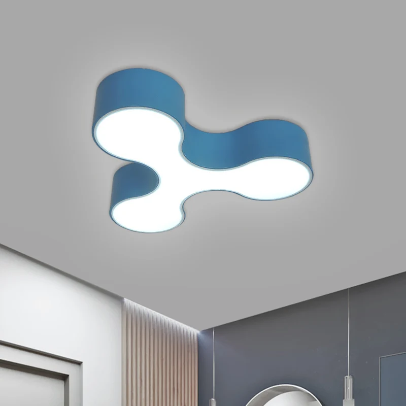 Kinderzimmer-LED-Unterputzlampe Macaroon Weiß/Gelb/Blau Deckenleuchte mit Y-förmigem Acrylschirm Clearhalo