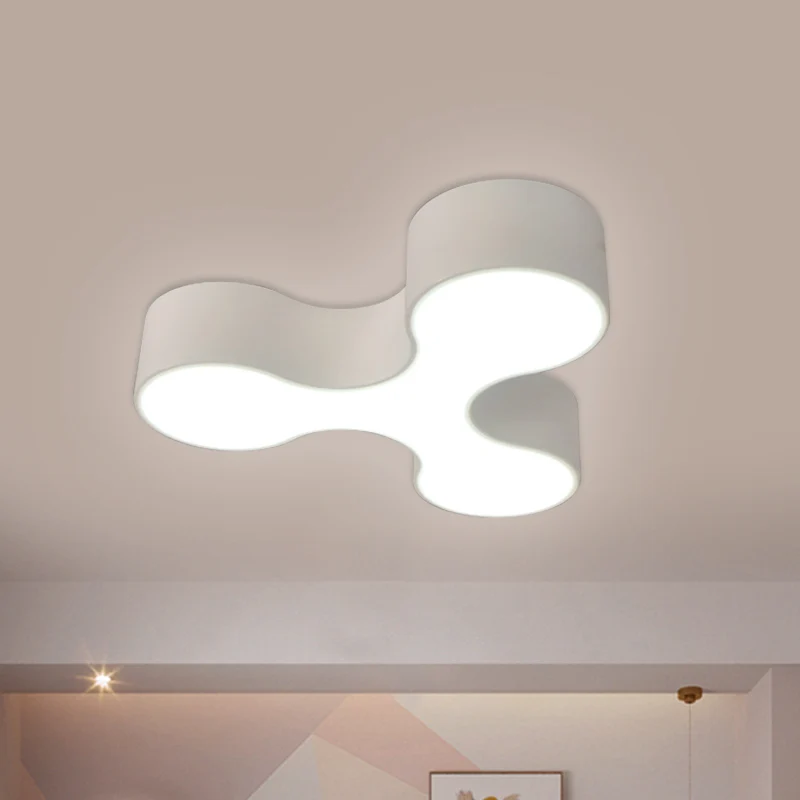 Kinderzimmer-LED-Unterputzlampe Macaroon Weiß/Gelb/Blau Deckenleuchte mit Y-förmigem Acrylschirm Clearhalo