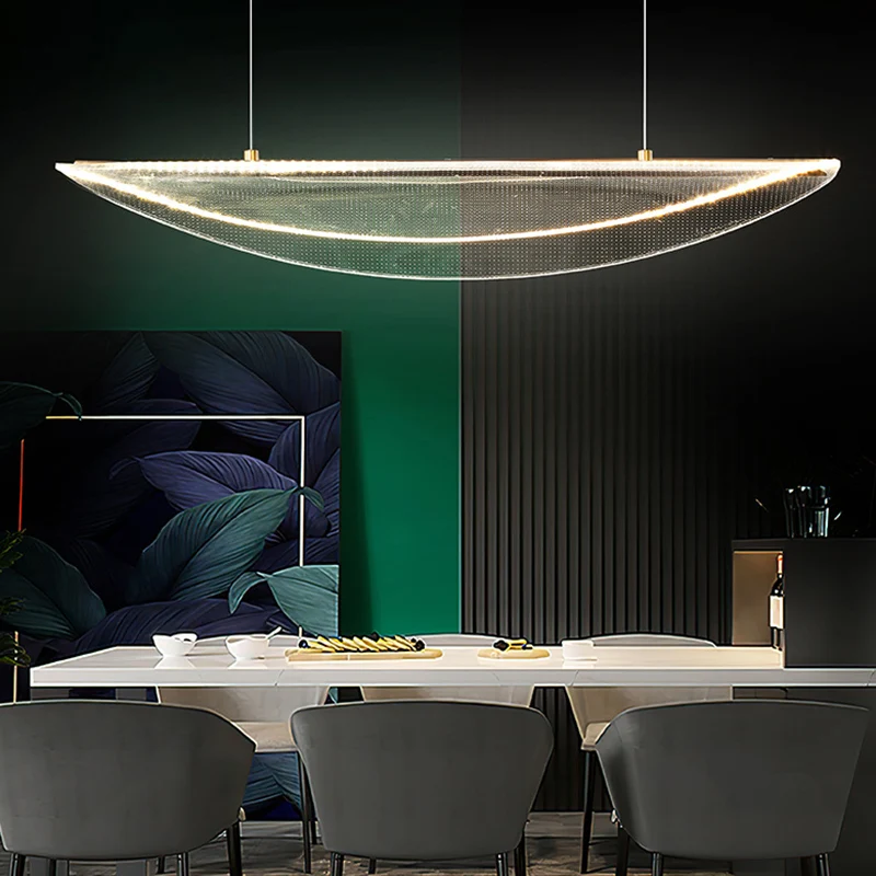 Klare, blattförmige Inselleuchte, einfache Acryl-LED-Hängeleuchte für das Esszimmer Clearhalo