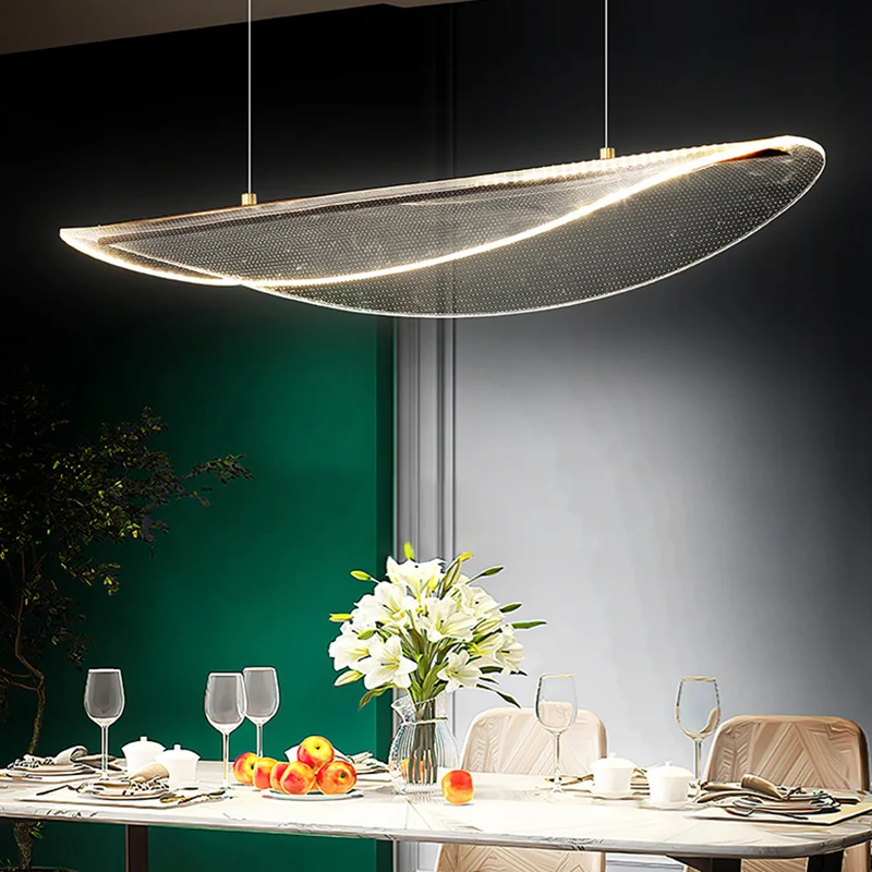 Klare, blattförmige Inselleuchte, einfache Acryl-LED-Hängeleuchte für das Esszimmer Clearhalo
