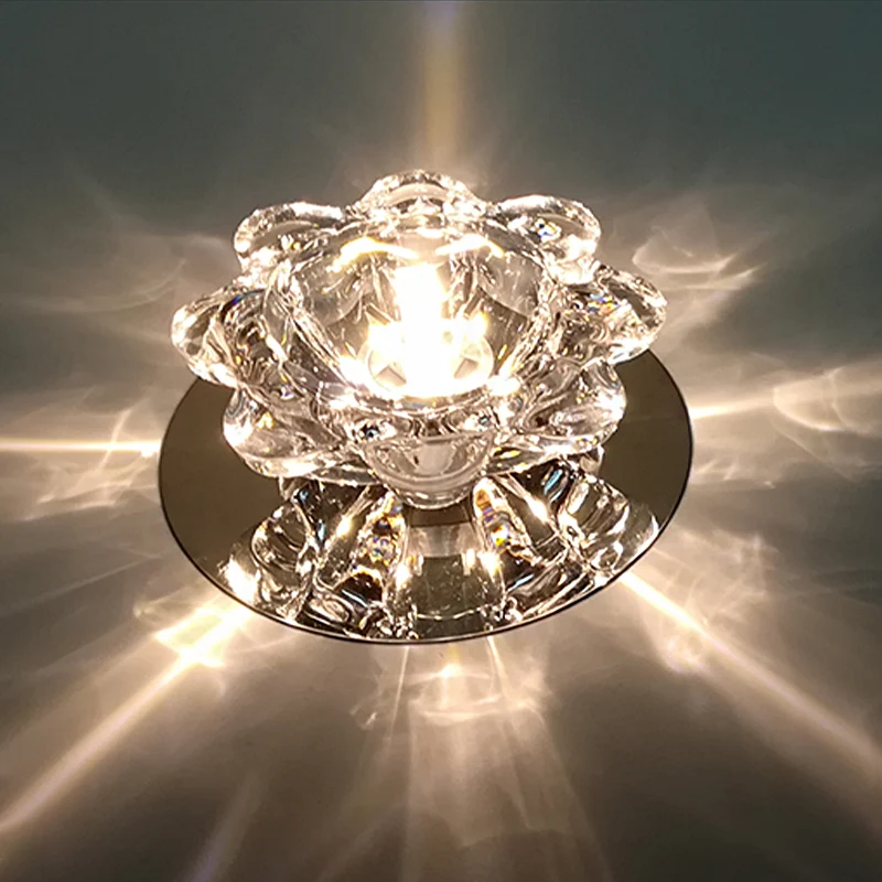 Klare Blumen-Deckenleuchte, zeitgenössische Kristall-LED-Einbauleuchte Clearhalo