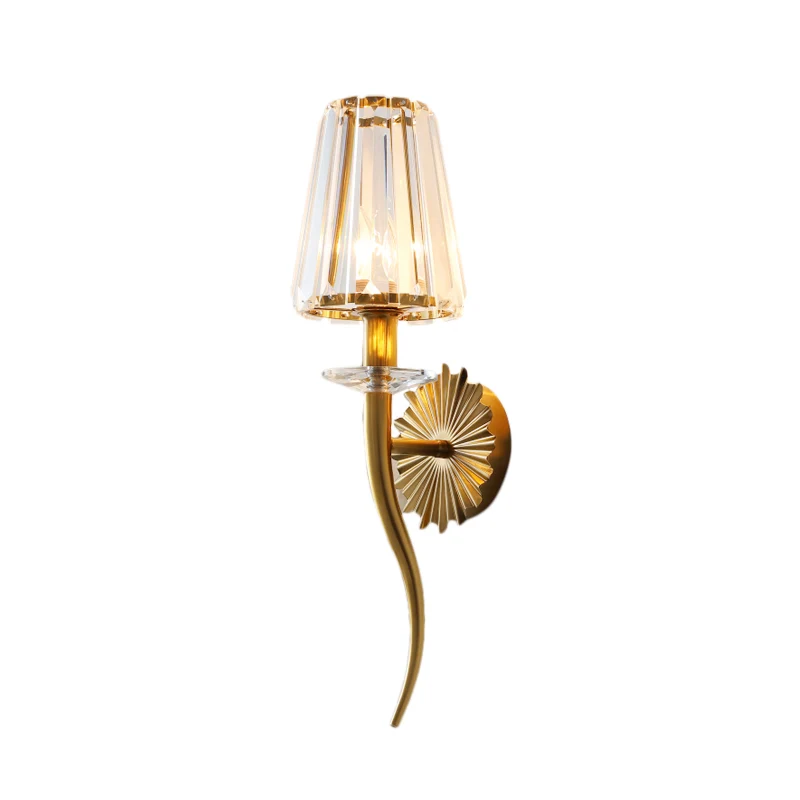 Klare Wandleuchte mit konischem Schirm, moderne 1-Kopf-Wandleuchte mit Kristallprisma Gold für Treppen Clearhalo