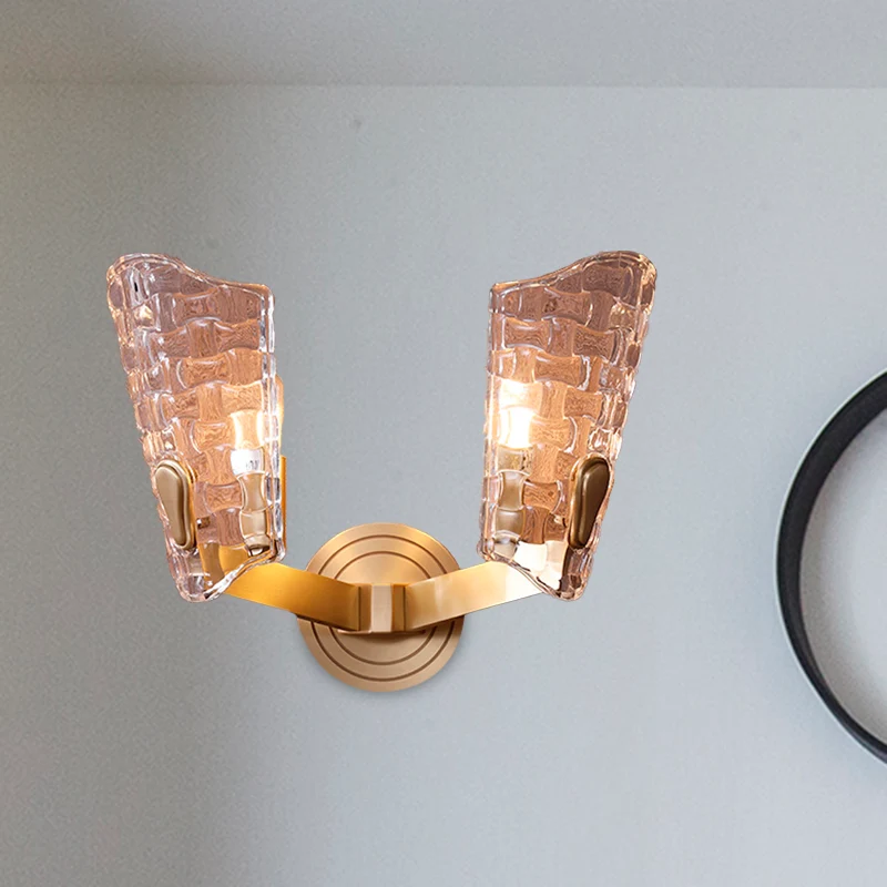 Klarglas gebogene Wandleuchte Vintage 1/2 Köpfe Wohnzimmer Wandleuchte Leuchte Clearhalo