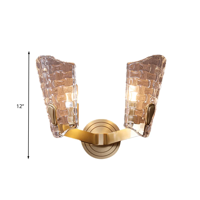 Klarglas gebogene Wandleuchte Vintage 1/2 Köpfe Wohnzimmer Wandleuchte Leuchte Clearhalo